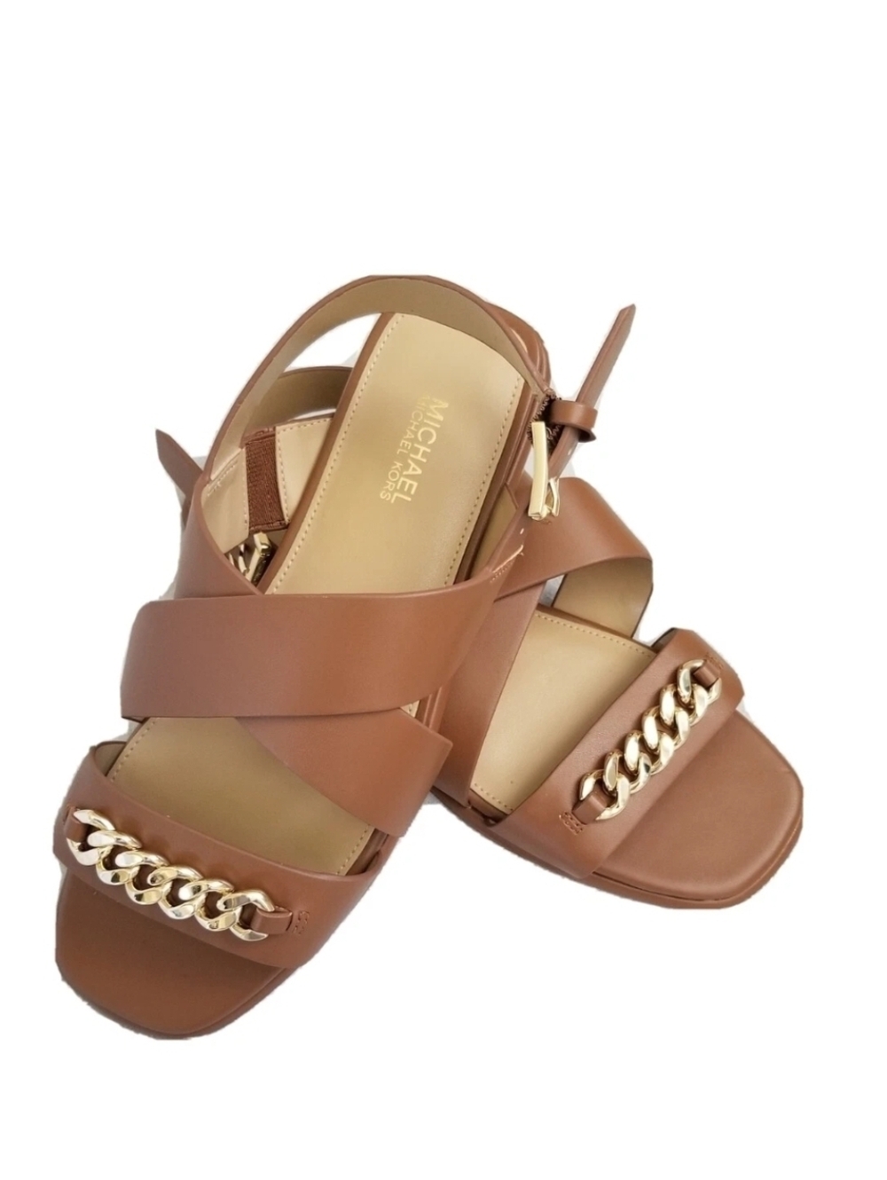 🆕 🌹 MICHAEL Michael Kors Cris Cross Brown Flat Sandals 6.5M (retail $125) - Picture 11 of 12